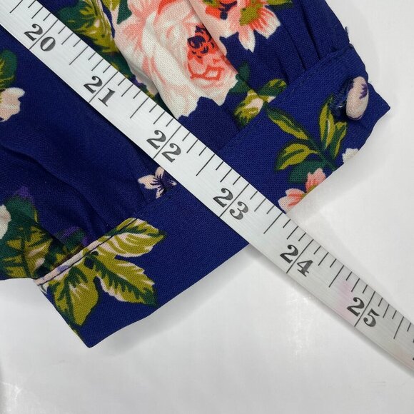 Lulus Blue Floral Long Sleeve Wrap Mini Dress Size M Made in USA - Picture 9 of 13